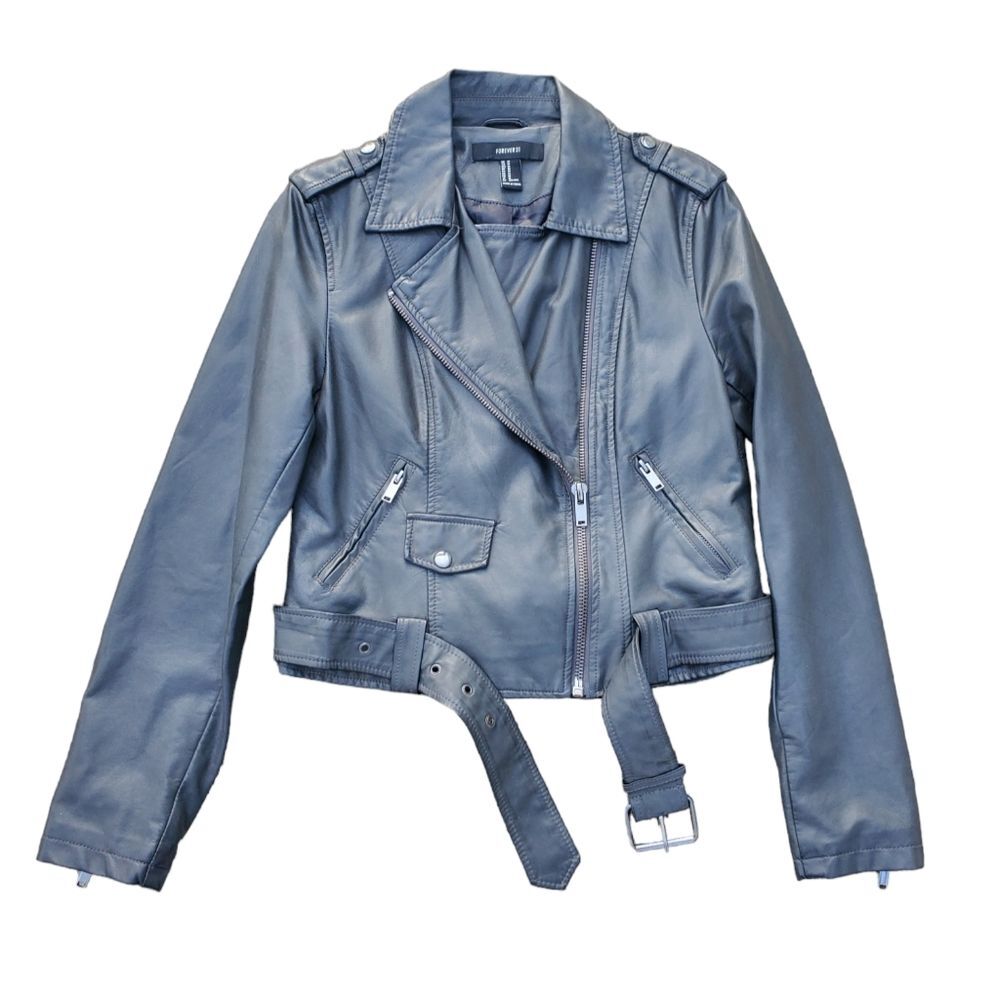 Charcoal Forever 21 Women's Leather Jacket